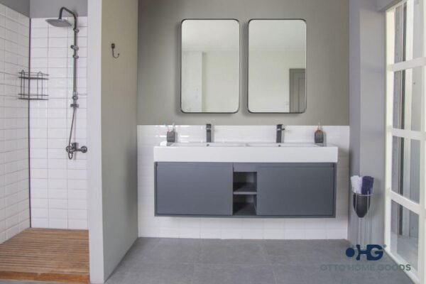 Gala 60" Dark Gray Double Bowls Bathroom Cabinet