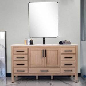 Ashley 60" Natural Oak Single Bowl Bathroom Cabinet