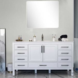 Ashley 60" White Single Bowl Bathroom Cabinet
