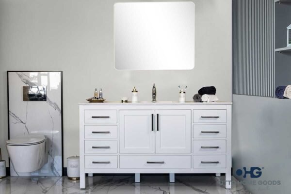 Ashley 60" White Single Bowl Bathroom Cabinet