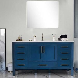 Ashley 60" Blue Single Bowl Bathroom Cabinet