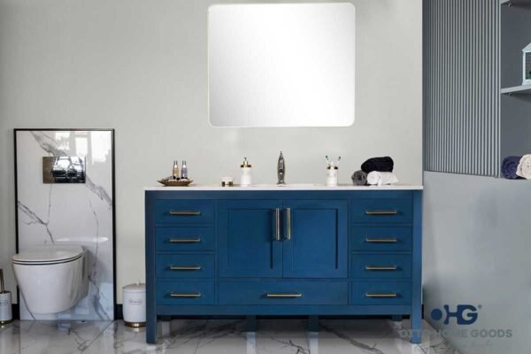 Ashley 60" Blue Single Bowl Bathroom Cabinet