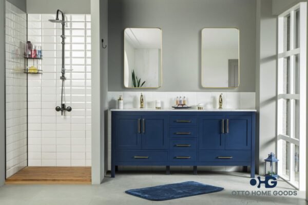 Ashley 72" Blue Double Bowls Bathroom Cabinet