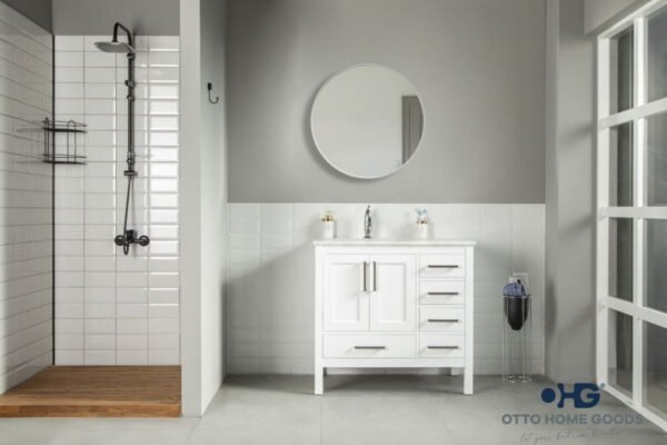 Ashley 36" White Bathroom Cabinet