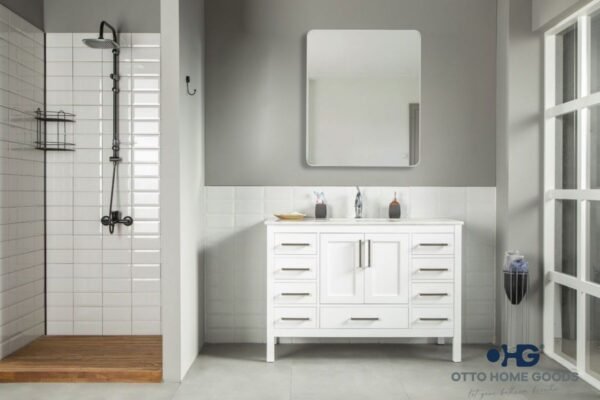 Ashley 48" White Bathroom Cabinet