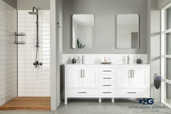 Ashley 72" White Double Bowls Bathroom Cabinet