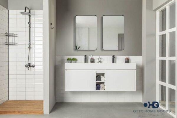 Gala 60" White Double Bowls Bathroom Cabinet